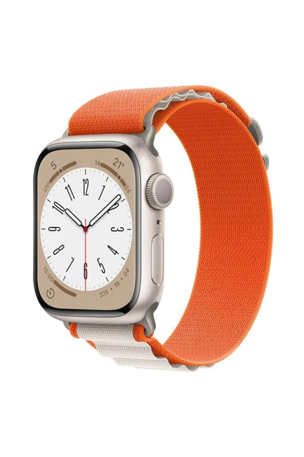 Apple Watch 4 Ile Uyumlu 42-44mm Kordon Kumaş Çift Renk Saat Kordonu Çift Katmanlı Turuncu-siyah - Resim 3