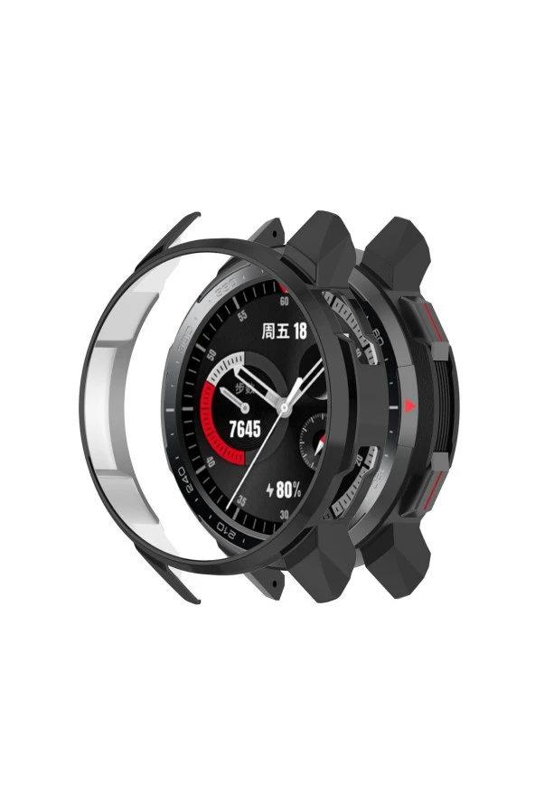 Honor Watch Gs Pro Ile Uyumlu Önü Açık Tasarım Sert Rubber Akıllı Saat Kılıf Siyah