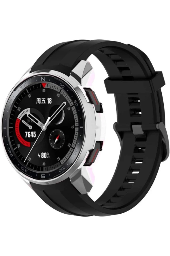 Honor Watch Gs Pro Ile Uyumlu Önü Açık Tasarım Sert Rubber Akıllı Saat Kılıf Siyah - Resim 2