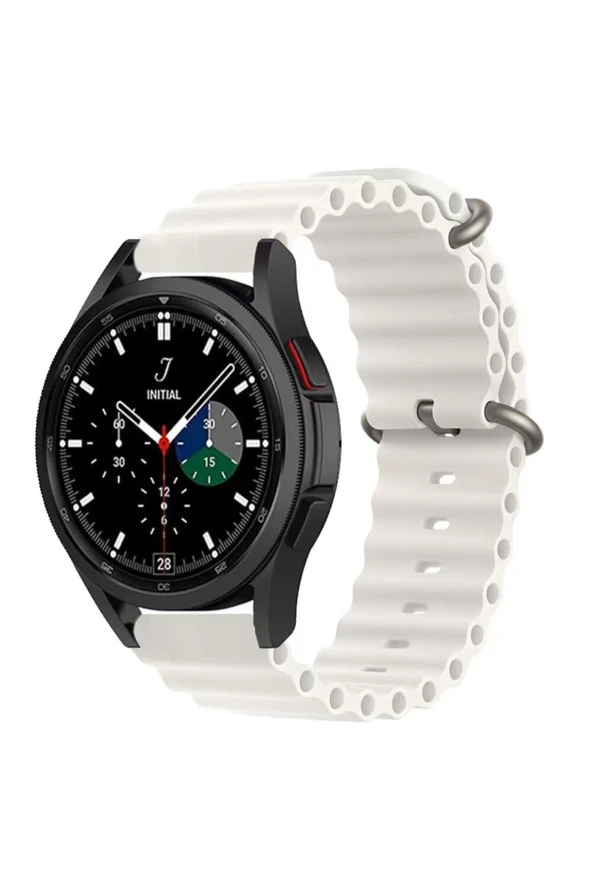 Galaxy Watch Ile Uyumlu 42mm Ile Uyumlu Quintessential Kabartmalı Metal Tokalı Kordon Beyaz ürün görseli