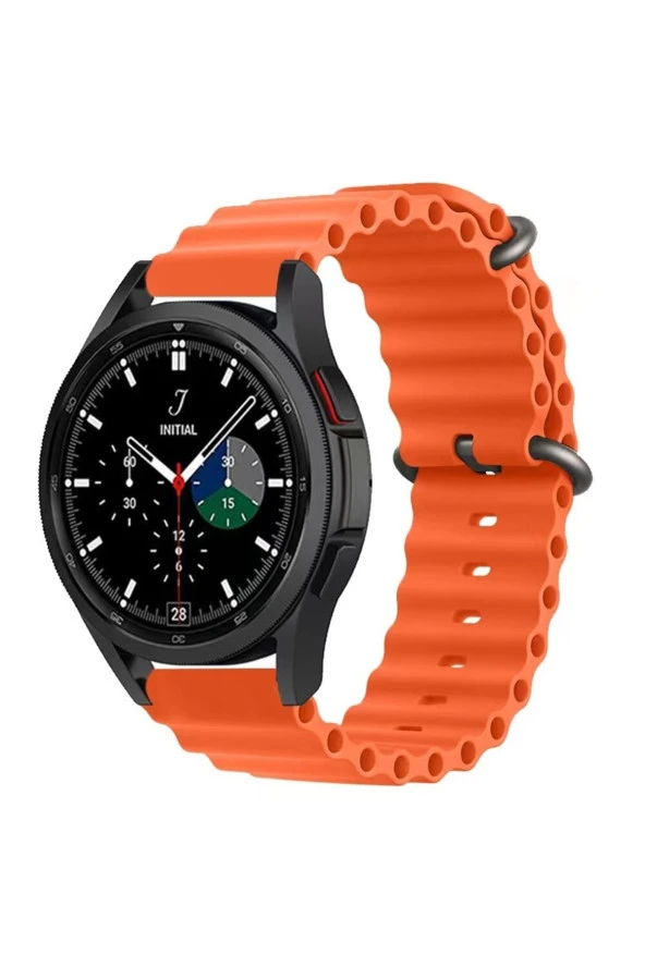 Galaxy Watch Active 2 Ile Uyumlu 44mm Quintessential Kabartmalı Metal Tokalı Kordon Orange ürün görseli