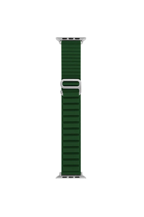 Apple Watch Ultra Ile Uyumlu Kordon 49mm Parçalı Çizgili Tasarım Denouement Kayış K.yeşil - 2