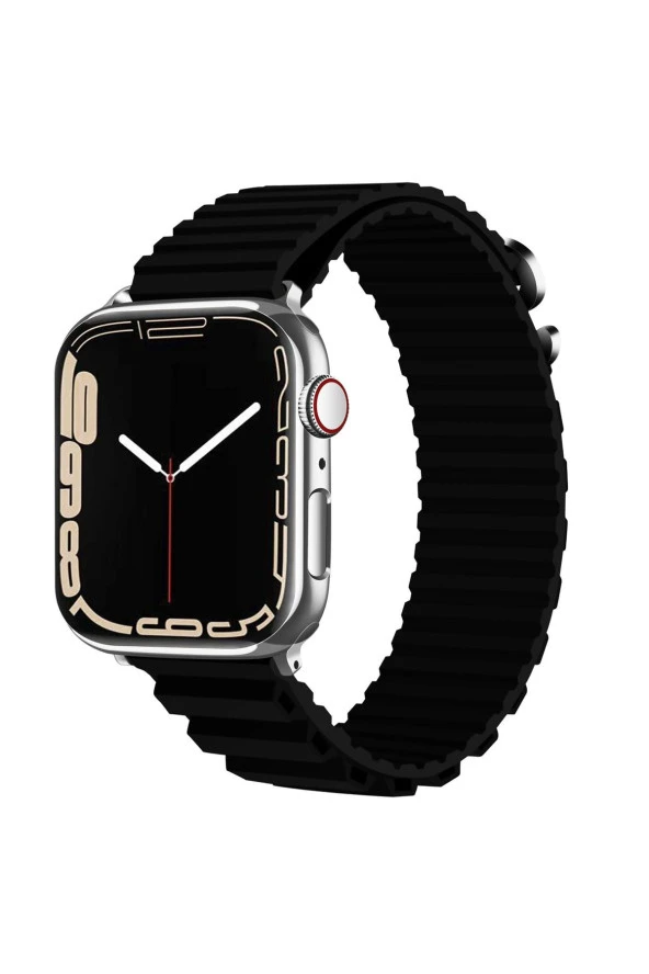 Apple Watch 6 Ile Uyumlu Kordon 42-44mm Parçalı Çizgili Tasarım Denouement Kayış Siyah