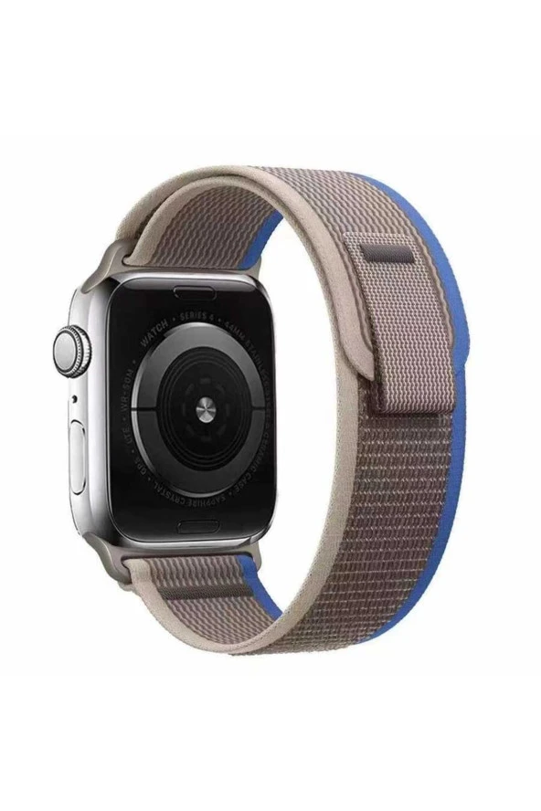 Apple Watch Ultra Ile Uyumlu 49mm Kayış Hasır Örgülü First Color Efflorescence Hasır Kordon Gri-mavi