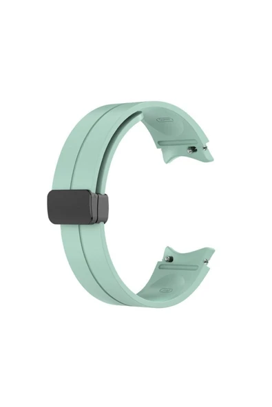 Galaxy Watch 4 Ile Uyumlu Kayış Katlanabilir Tokalı Single Line 44mm Kordon Beyaz - Resim 2