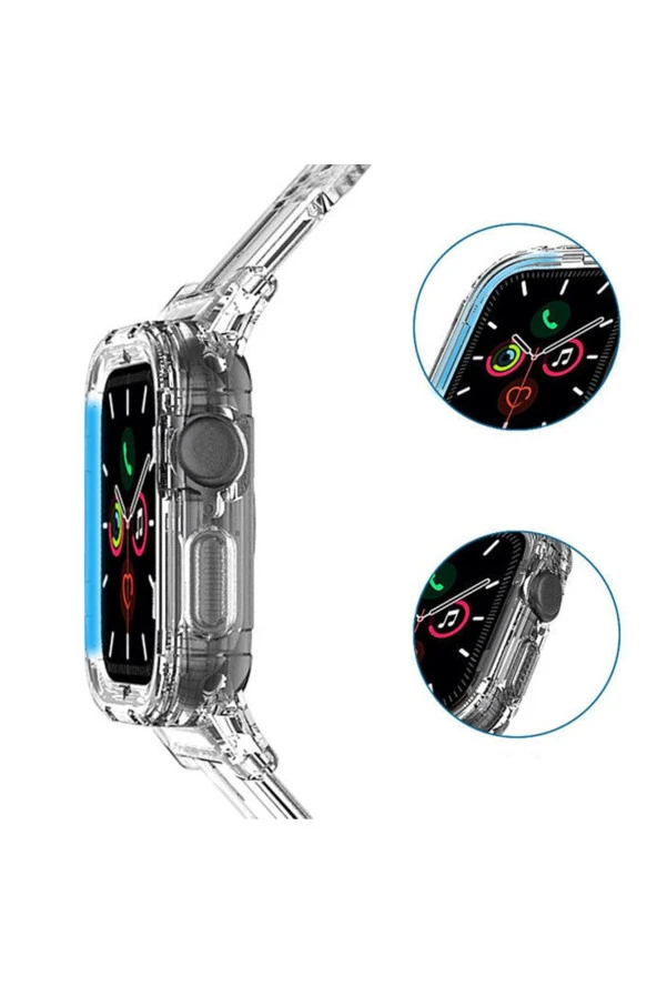 Apple Watch Ultra Ile Uyumlu Kordon 49mm Transparan Wanderlust Spor Saat Kayış Seffaf - Resim 2