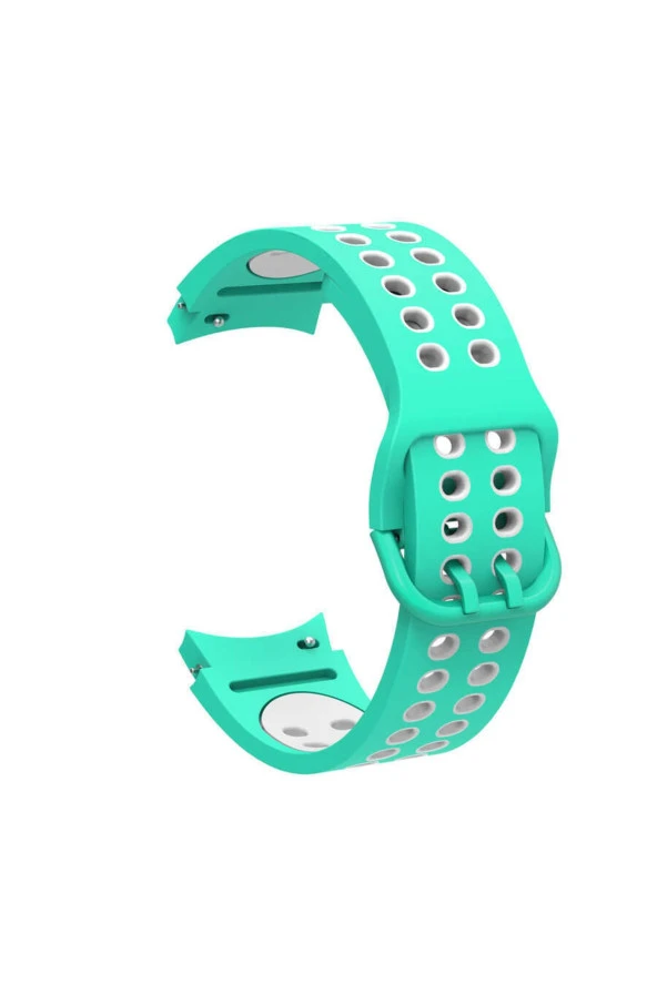 Galaxy Watch 5 Pro Ile Uyumlu Iki Kancalı Metal Tokalı Çift Renk Spor Silikon Kordon Yeşil-beyaz ürün görseli