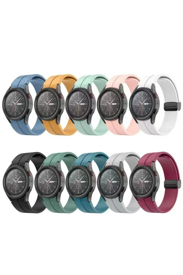 Galaxy Watch 4 Ile Uyumlu Kayış Katlanabilir Tokalı Single Line 44mm Kordon K.yeşil - Resim 3