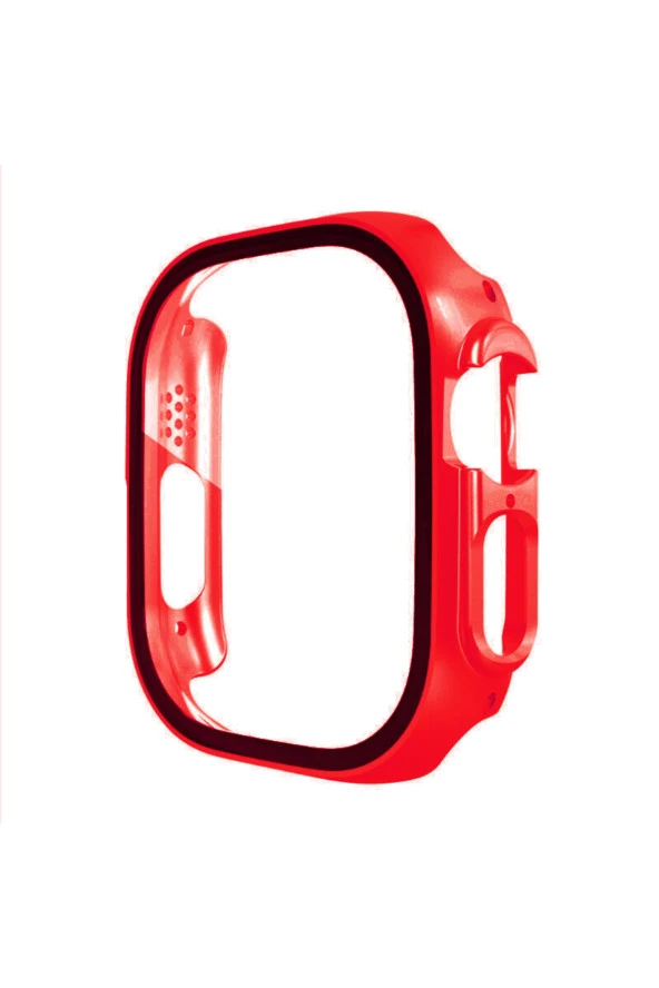 Apple Watch Ultra Ile Uyumlu 49mm Kasa Ve Ekranı Tam Kapatan Solid Color Ekran Korumalı Kırmızı ürün görseli