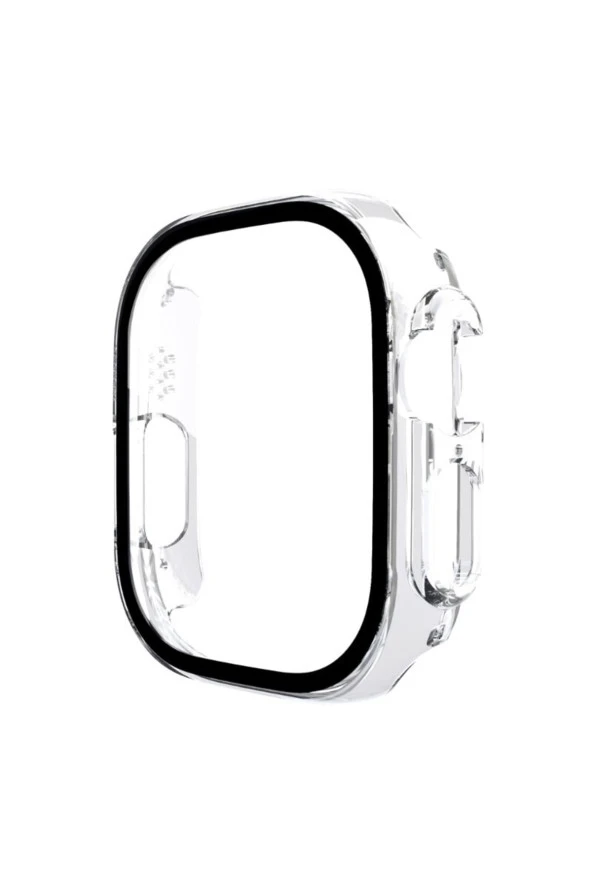 Apple Watch Ultra Ile Uyumlu 49mm Kasa Ve Ekranı Tam Kapatan Solid Color Ekran Korumalı Şeffaf - Resim 4