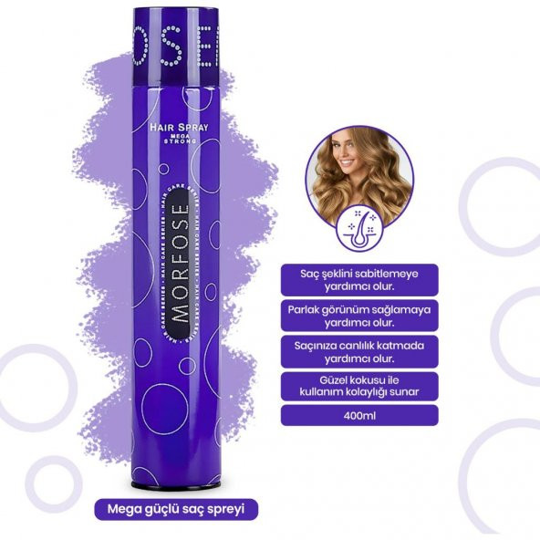 Morfose Saç Spreyi Mor Mega Strong (Mega Tutuş) 400 Ml - 2