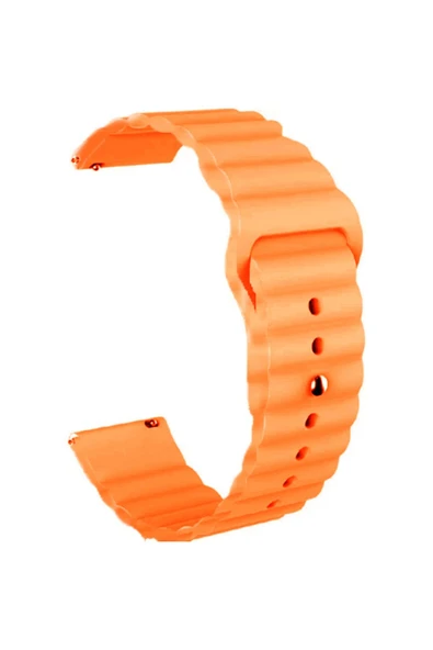 Huawei Watch 3 Pro Ile Uyumlu Dalgalı Quintessential Kabartma Quintessential Kordon Turuncu - Resim 2