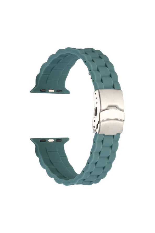 Apple Watch 3 Ile Uyumlu Kordon 38-40mm Metal Toka Delikli Ayarlanabilir Panoply Silikon Kayış - Resim 5