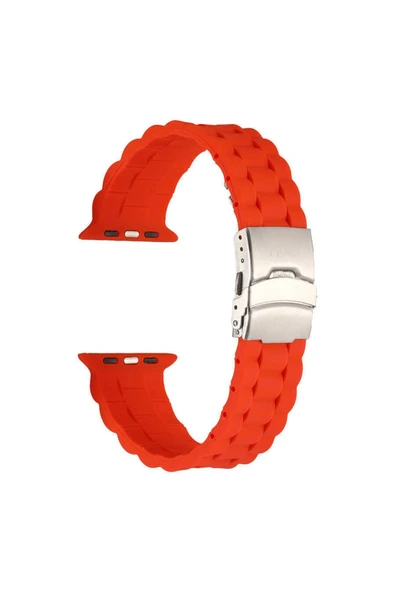 Apple Watch 5 Ile Uyumlu Kordon 38-40mm Metal Toka Delikli Ayarlanabilir Panoply Silikon Kayış - Resim 2