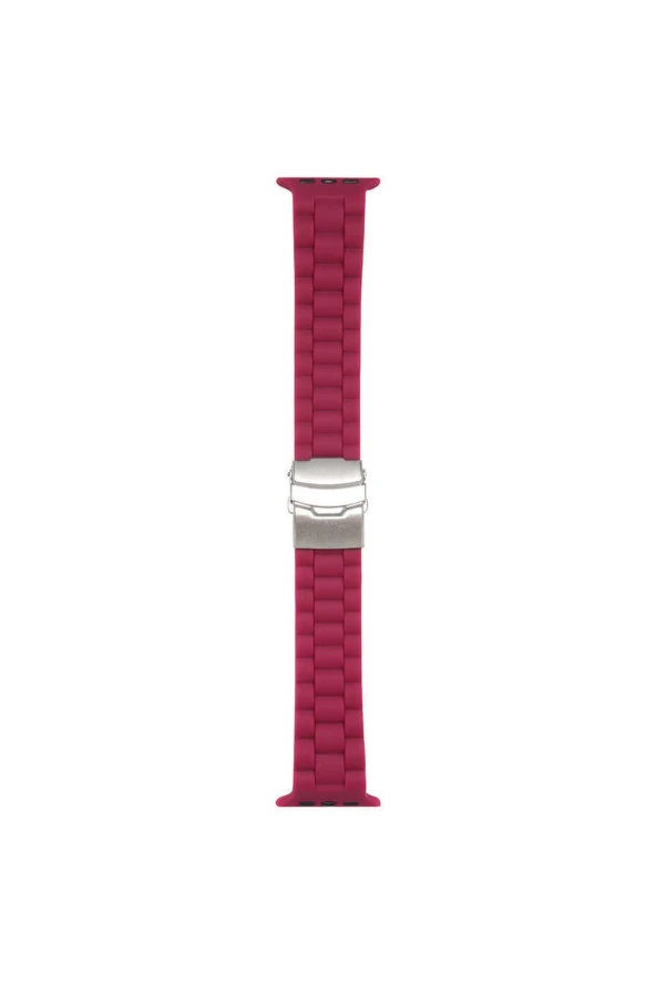 Apple Watch 3 Ile Uyumlu Kordon 42-44mm Metal Toka Delikli Ayarlanabilir Panoply Silikon Kayış Gri - 4