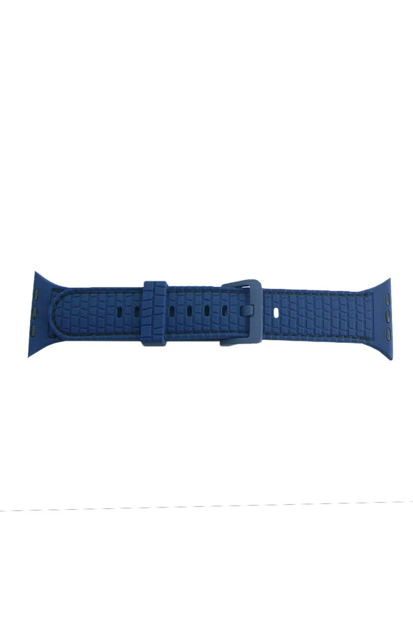 Watch 3 Ile Uyumlu Delikli Vlahovic 42-44mm Dikişli Tokalı Kordon Lacivert