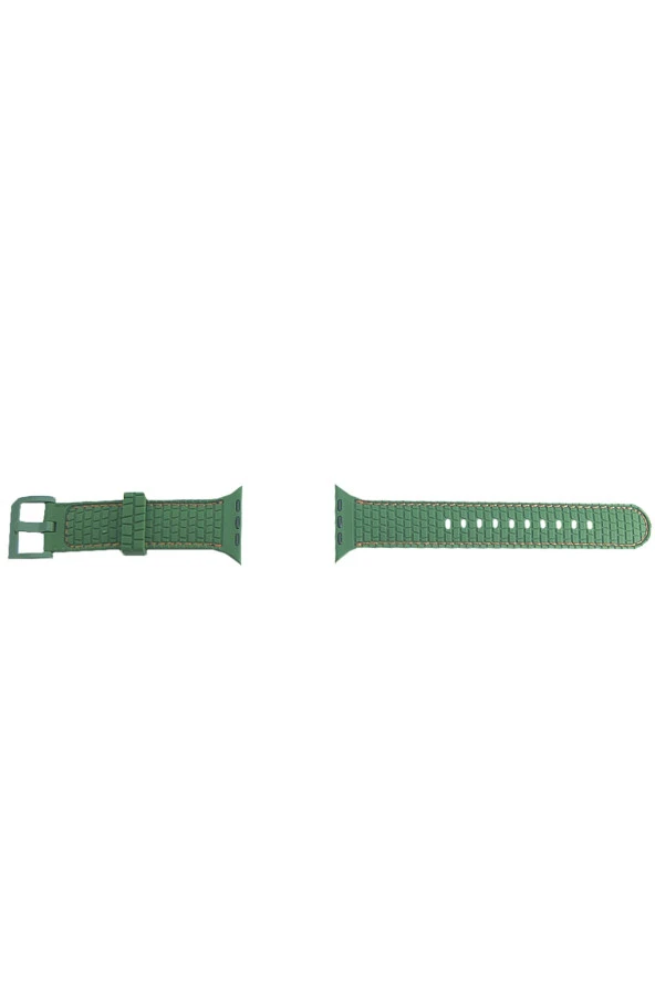 Watch 5 Ile Uyumlu Delikli Vlahovic 38-40mm Dikişli Tokalı Kordon Koyu Yeşil - 3