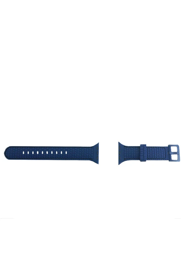 Watch 3 Ile Uyumlu Delikli Vlahovic 42-44mm Dikişli Tokalı Kordon Lacivert - 3