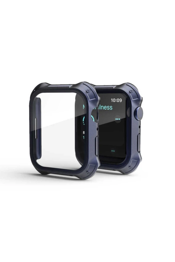 Watch 7 Ile Uyumlu 45mm Için Tank Zırh Kasa Ve Ekran Koruyucu Talisman Watch Gard Lacivert - Resim 3