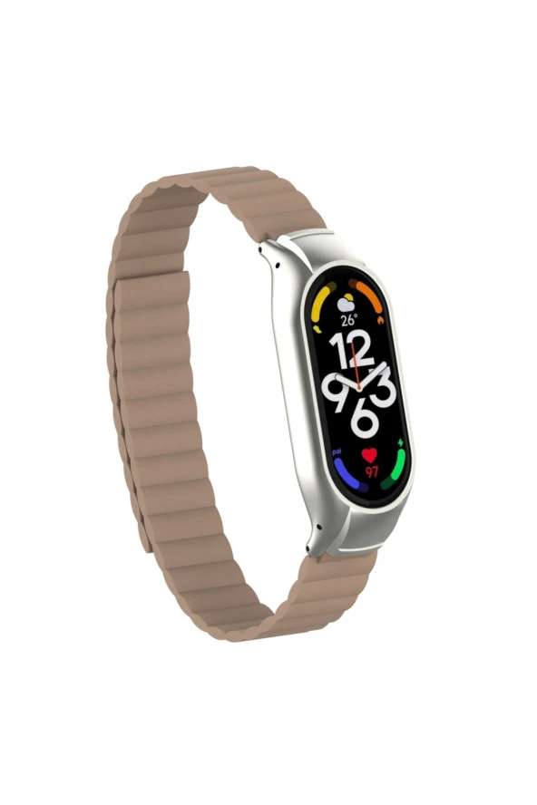 Xiaomi Mi Band 7 Ile Uyumlu Haller Kordon Mıknatıslı Şık Tasarım Kordon Açık Kahve ürün görseli