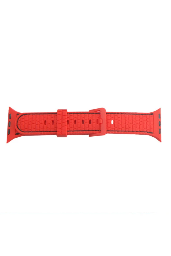 Watch 6 Ile Uyumlu Delikli Vlahovic 38-40mm Dikişli Tokalı Kordon Kırmızı
