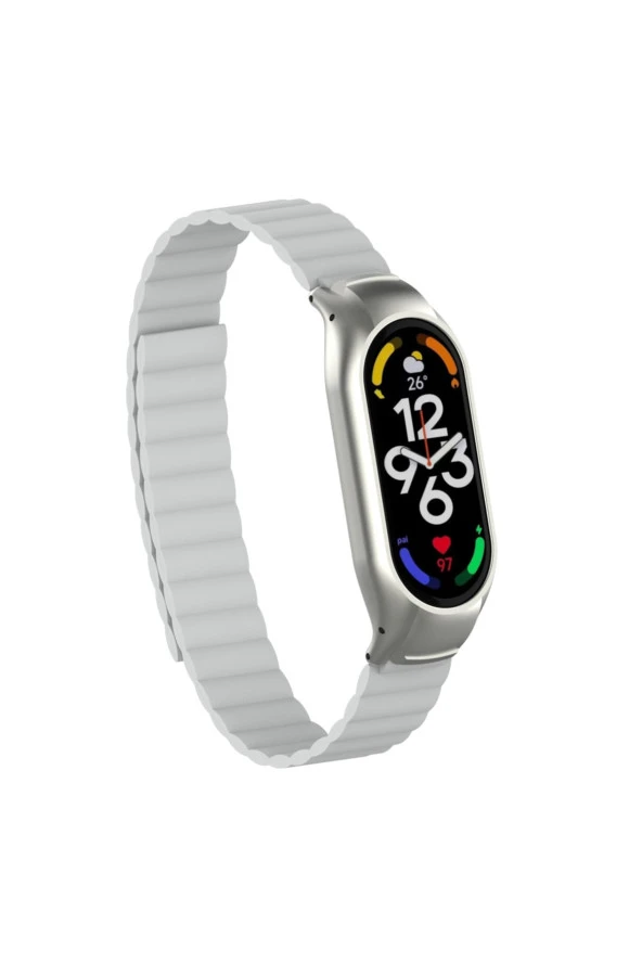 Xiaomi Mi Band 7 Ile Uyumlu Haller Kordon Mıknatıslı Şık Tasarım Kordon Beyaz ürün görseli