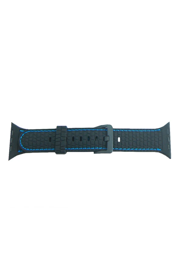 Apple Watch 5 Ile Uyumlu Delikli Vlahovic 42-44mm Dikişli Tokalı Kordon Siyah