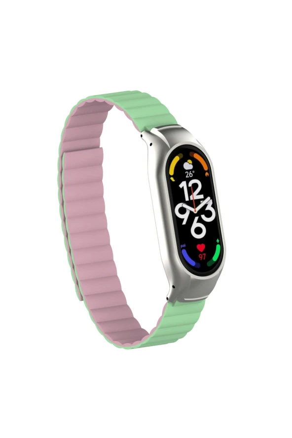 Xiaomi Mi Band 7 Ile Uyumlu Haller Kordon Mıknatıslı Şık Tasarım Kordon Açık Yeşil ürün görseli