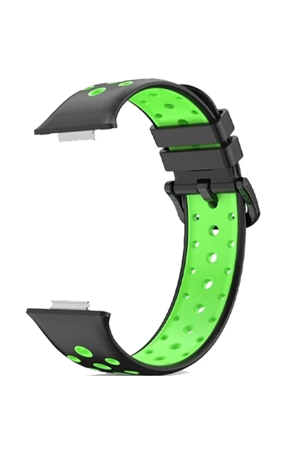 Huaweı Watch Fit 2 Ile Uyumlu Kayış Delikli Esnek Tokalı Wanderlust Spor Kordon Siyah-fıstık Yeşil ürün görseli