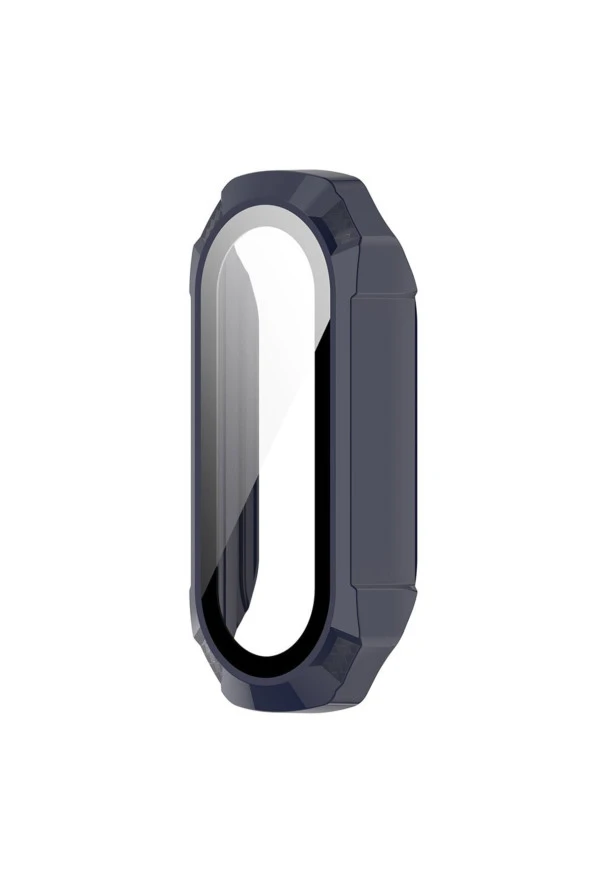 Xiaomi Mi Band 7 Ile Uyumlu Hard Case Anti Shock Ekran Korumalı Solitude Kayış Lacivert