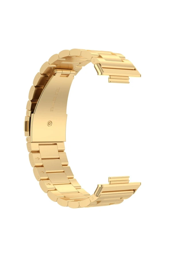 Huawei Watch Fit 2 Ile Uyumlu Metal Tasarımlı Paslanmaz Çelik Imbrication Akıllı Saat Kordunu Gold - Resim 2