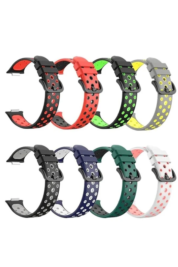 Huaweı Watch Fit 2 Ile Uyumlu Kayış Delikli Esnek Tokalı Wanderlust Spor Kordon Kırmızı-siyah - Resim 5