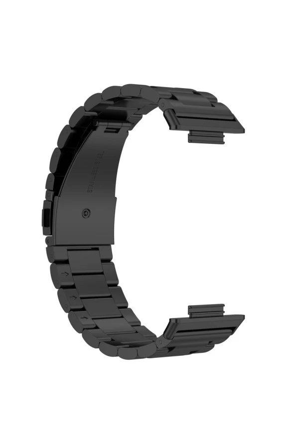 Huawei Watch Fit 2 Ile Uyumlu Metal Tasarımlı Paslanmaz Çelik Imbrication Akıllı Saat Kordunu Siyah - Resim 2