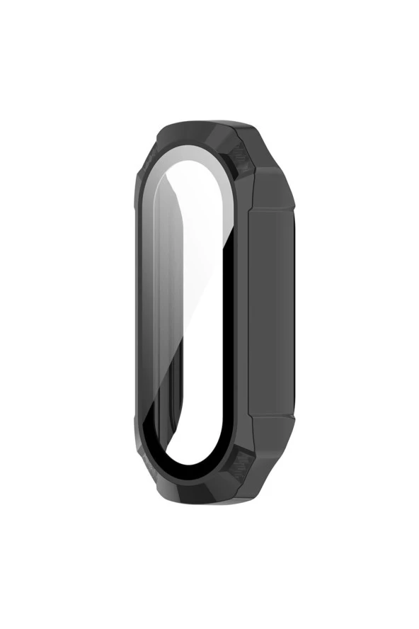 Xiaomi Mi Band 7 Ile Uyumlu Hard Case Anti Shock Ekran Korumalı Solitude Kayış Siyah