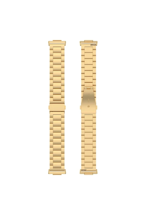 Huawei Watch Fit 2 Ile Uyumlu Metal Tasarımlı Paslanmaz Çelik Imbrication Akıllı Saat Kordunu Gold - Resim 3