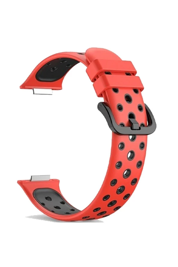 Huaweı Watch Fit 2 Ile Uyumlu Kayış Delikli Esnek Tokalı Wanderlust Spor Kordon Kırmızı-siyah ürün görseli