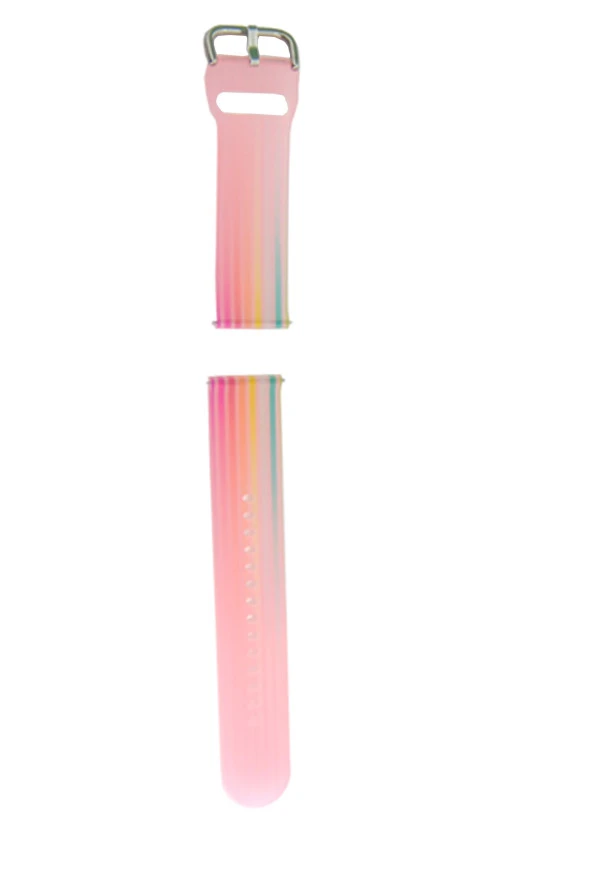 Huawei Honor Magic 2 46mm Ile Uyumlu Kayış Renkli Desenli Erstwhile Kordon Rainbow Pink - Resim 3