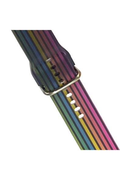 Galaxy Gear S3 46mm Ile Uyumlu Kayış Renkli Desenli Erstwhile Kordon Rainbow - Resim 2