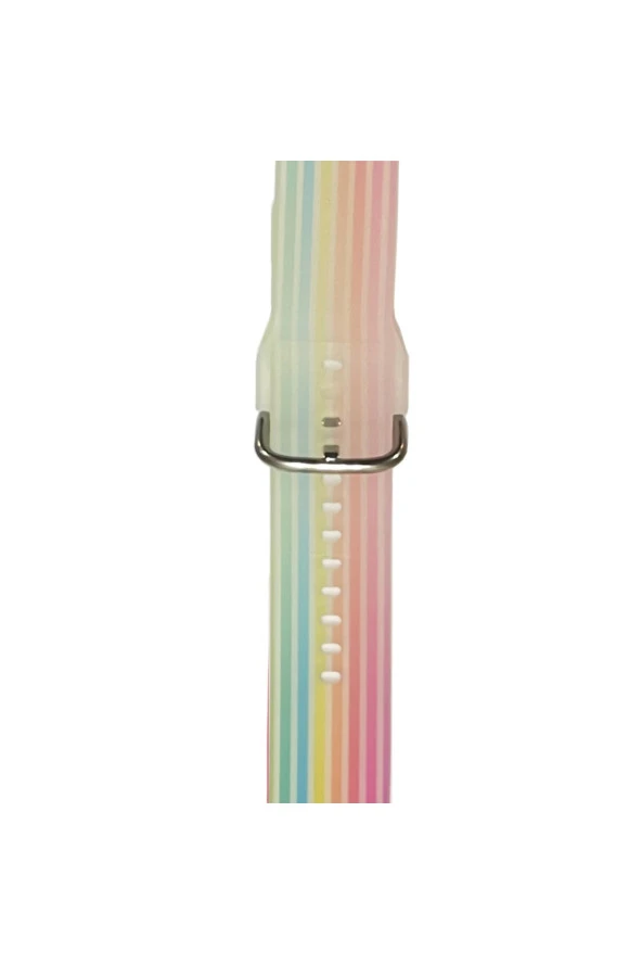 Huawei Honor Magic 2 46mm Ile Uyumlu Kayış Renkli Desenli Erstwhile Kordon Rainbow White - 5