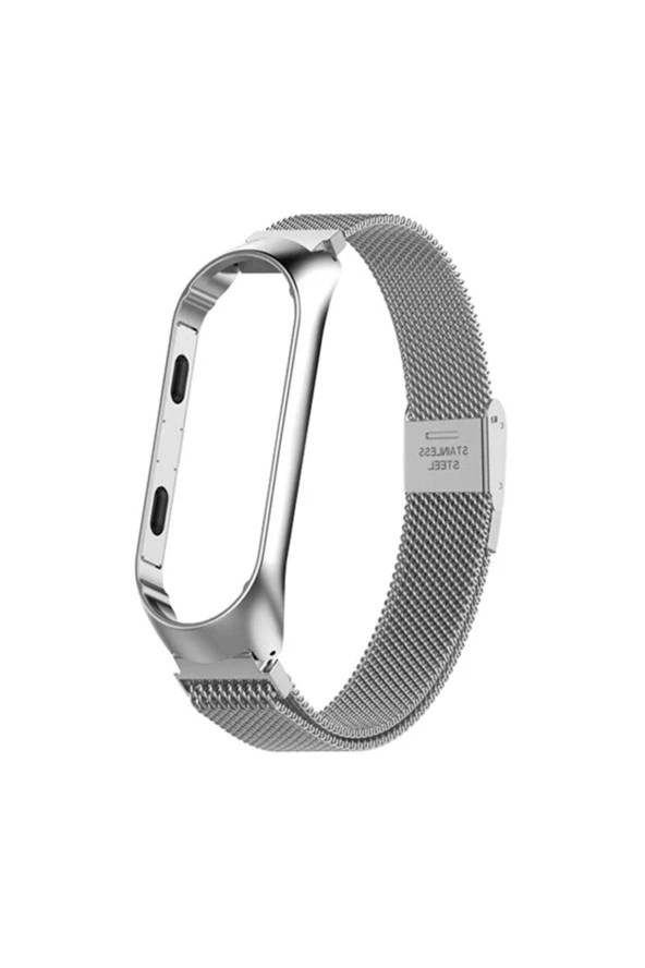 Xiaomi Mi Band 7 Ile Uyumlu Metal Kordon Tel Örgü Işlemeli Violet Metal Kayış Gümüş - Resim 2