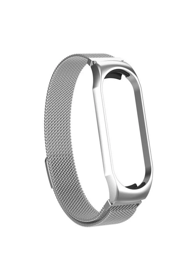 Xiaomi Mi Band 7 Ile Uyumlu Metal Kordon Tel Örgü Işlemeli Violet Metal Kayış Gümüş - Resim 3