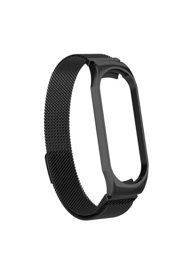 Xiaomi Mi Band 7 İle Uyumlu Metal Kordon Tel Örgü İşlemeli Violet Metal Kayış Siyah - Resim 3