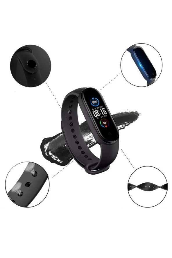Xiaomi Mi Band 5 Ile Uyumlu Saat Kayışı Ent Kaliteli Spor Saat Termoplastik Kordon Lacivert - Resim 3