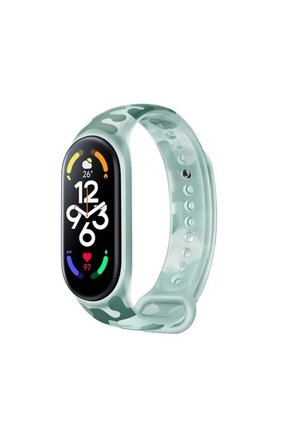 Xiaomi Mi Band 5 Uyumlu Kamuflaj Desenli Bucolic Solider Spor Saat Bileklik Kayışı Su Yeşil
