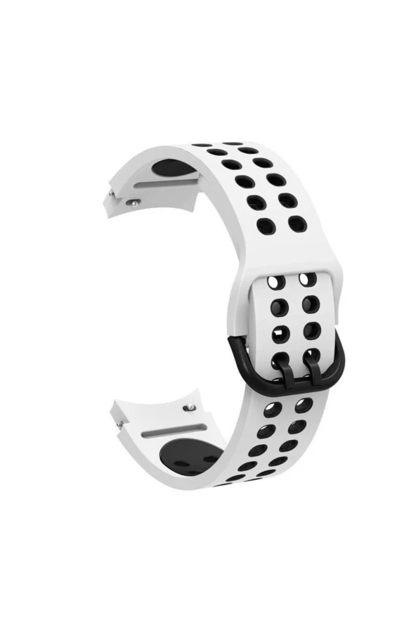 Galaxy Watch 4 Classic Ile Uyumlu 44mm Iki Kancalı Metal Tokalı Iridescent Kordon Beyaz-siyah