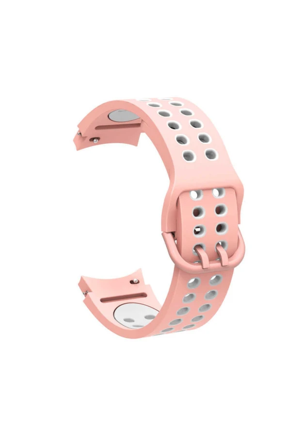 Galaxy Watch 4 Classic Ile Uyumlu 40mm Iki Kancalı Metal Tokalı Iridescent Kordon Pembe-beyaz