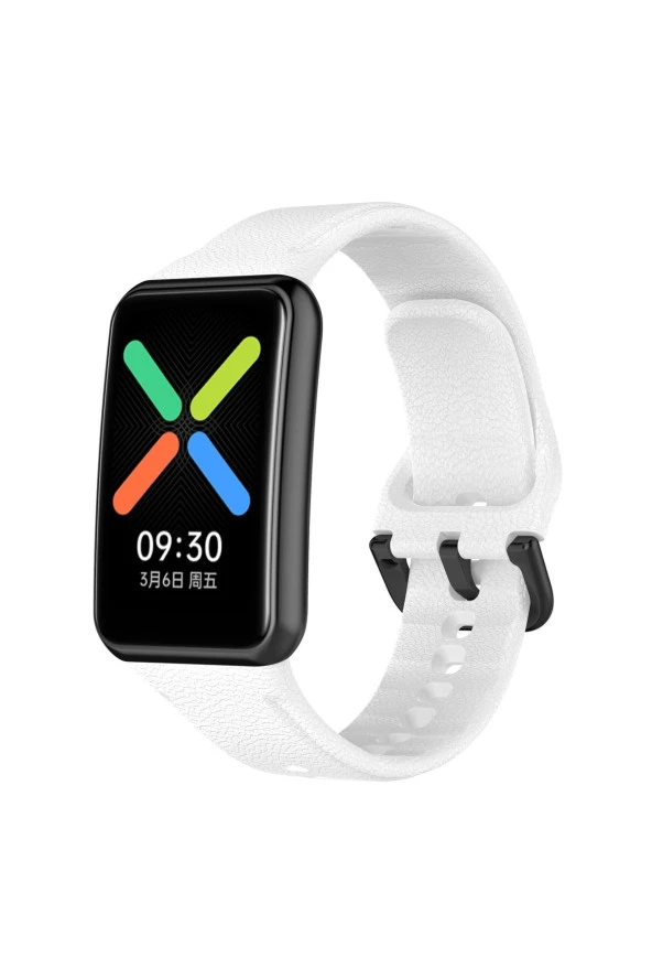 Oppo Watch Free Ile Uyumlu Silikon Tokalı Delikli Spor Silikon Kayış Beyaz