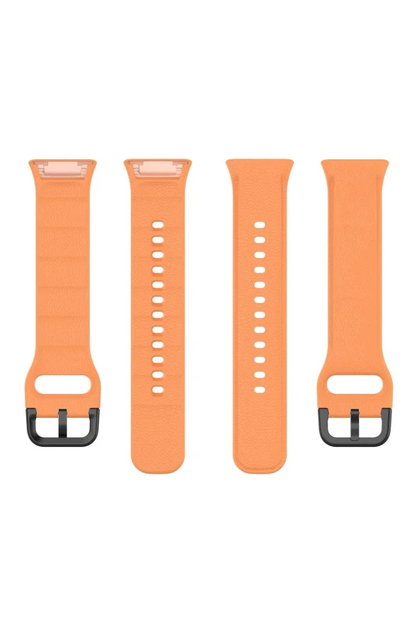 Oppo Watch Free Ile Uyumlu Silikon Tokalı Delikli Spor Silikon Kayış Siyah - Resim 6