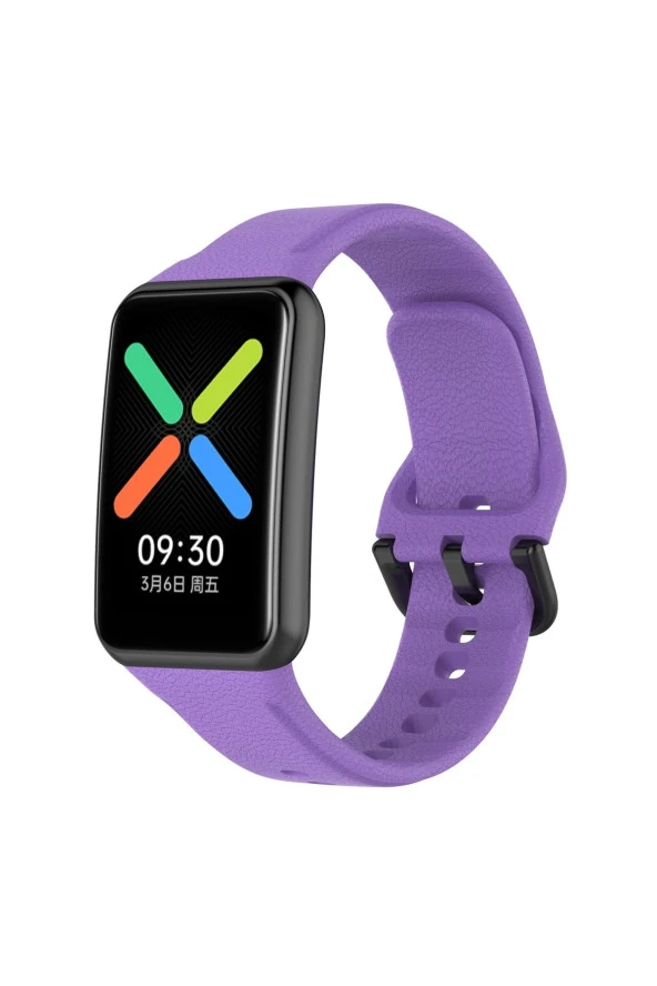 Oppo Watch Free Ile Uyumlu Silikon Tokalı Delikli Spor Silikon Kayış Mor