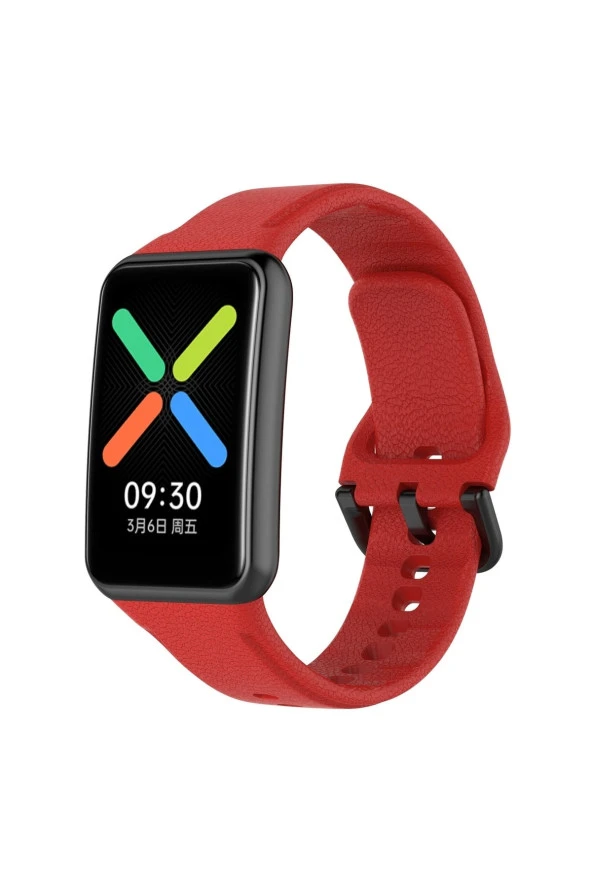 Oppo Watch Free Ile Uyumlu Silikon Tokalı Delikli Spor Silikon Kayış Kırmızı